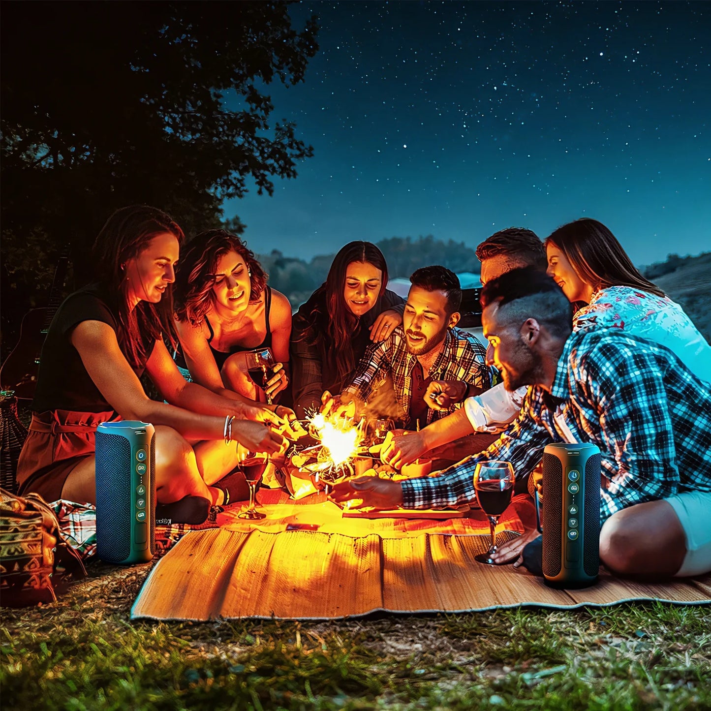 X8 Bluetooth Speaker, 40W Loud Sound, Deep Bass, Portable Wireless Speakers with IPX7 Waterproof,Bluetooth 5.4, LED Light, for Home/Beach/Outdoors, Dark Blue