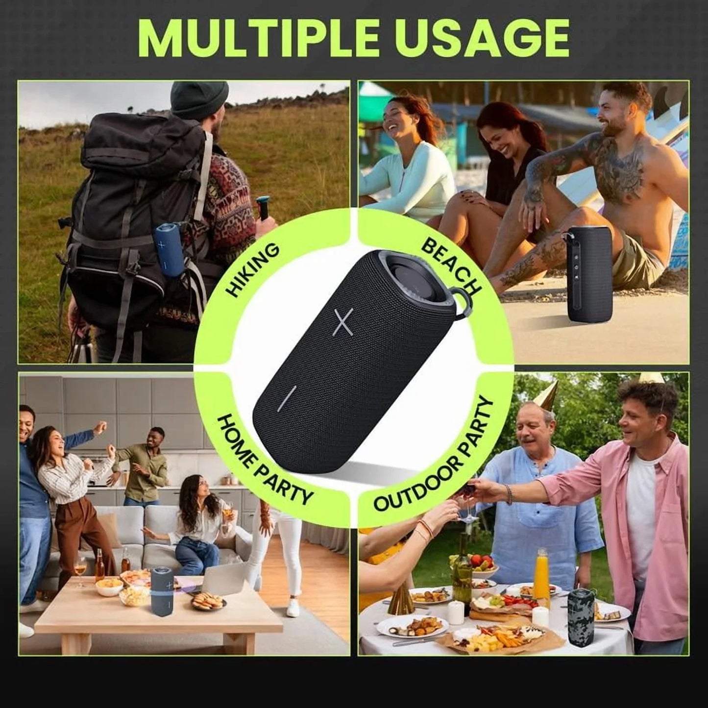 Portable Bluetooth Speakers,Wireless Speaker with Loud Stereo Sound,Bluetooth 5.3, RGB Lights, Dual Pairing for Home, Outdoor, Party,Gift Ideas