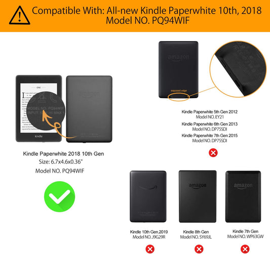 Case for Kindle Paperwhite 10Th Generation-2018, Slim PU Leather Case Smart Auto Wake/Sleep Cover Only Fits 2018 All-New Kindle Paperwhite 10Th Gen (Model No. PQ94WIF), Diamond