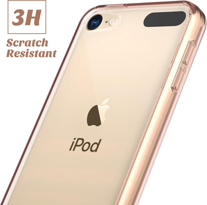 Compatible with Ipod Touch 7/6/5 Case, Clear Slim Hybrid Bumper Tpu/Scratch Resistant Hard PC Back/Corner Shock Absorption Case for Apple Ipod Touch 5Th/6Th/7Th Generation, Rose Gold