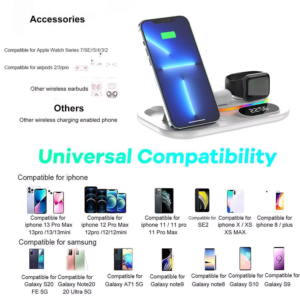 Sale Wireless Charging Station Clock Design Adjustable Wireless Fast Charging Station 15W Fast Charging Lightweight for Iphone