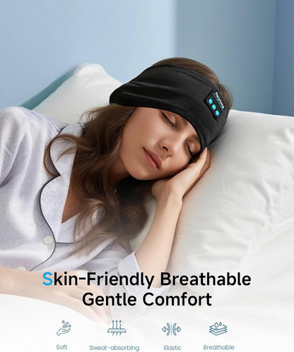 Sleep Headphones Wireless, Bluetooth Sports Headband Headphones with Ultra-Thin HD Stereo Speakers Perfect for Sleeping,Workout,Jogging,Yoga,Insomnia, Air Travel, Meditation (Black)