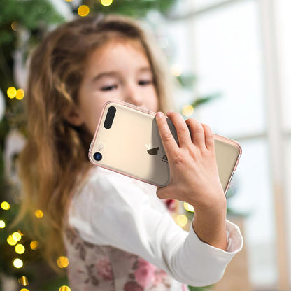 Compatible with Ipod Touch 7/6/5 Case, Clear Slim Hybrid Bumper Tpu/Scratch Resistant Hard PC Back/Corner Shock Absorption Case for Apple Ipod Touch 5Th/6Th/7Th Generation, Rose Gold