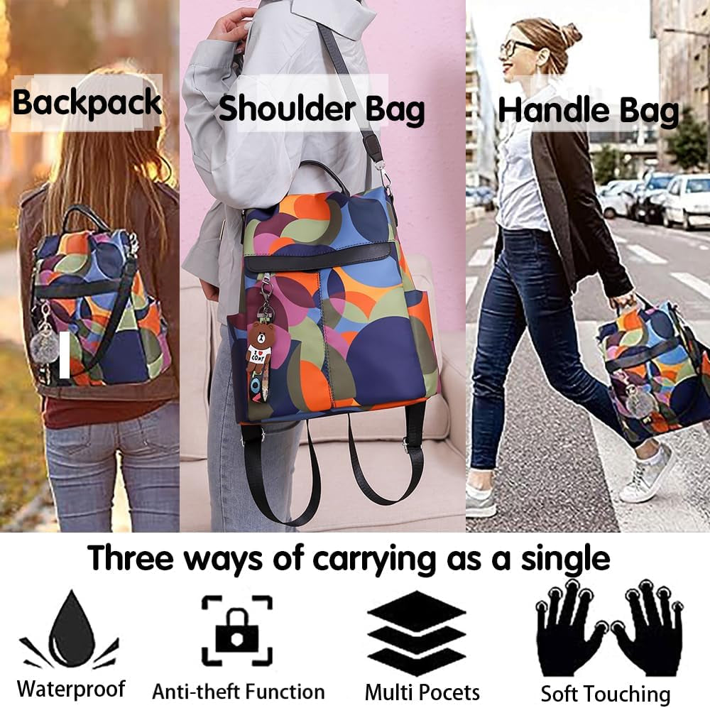 Backpack Purse for Women Anti-Theft Bag Waterproof Small Nylon Lightweight Backpack College Bookbag Shoulder Bag Travel Bag