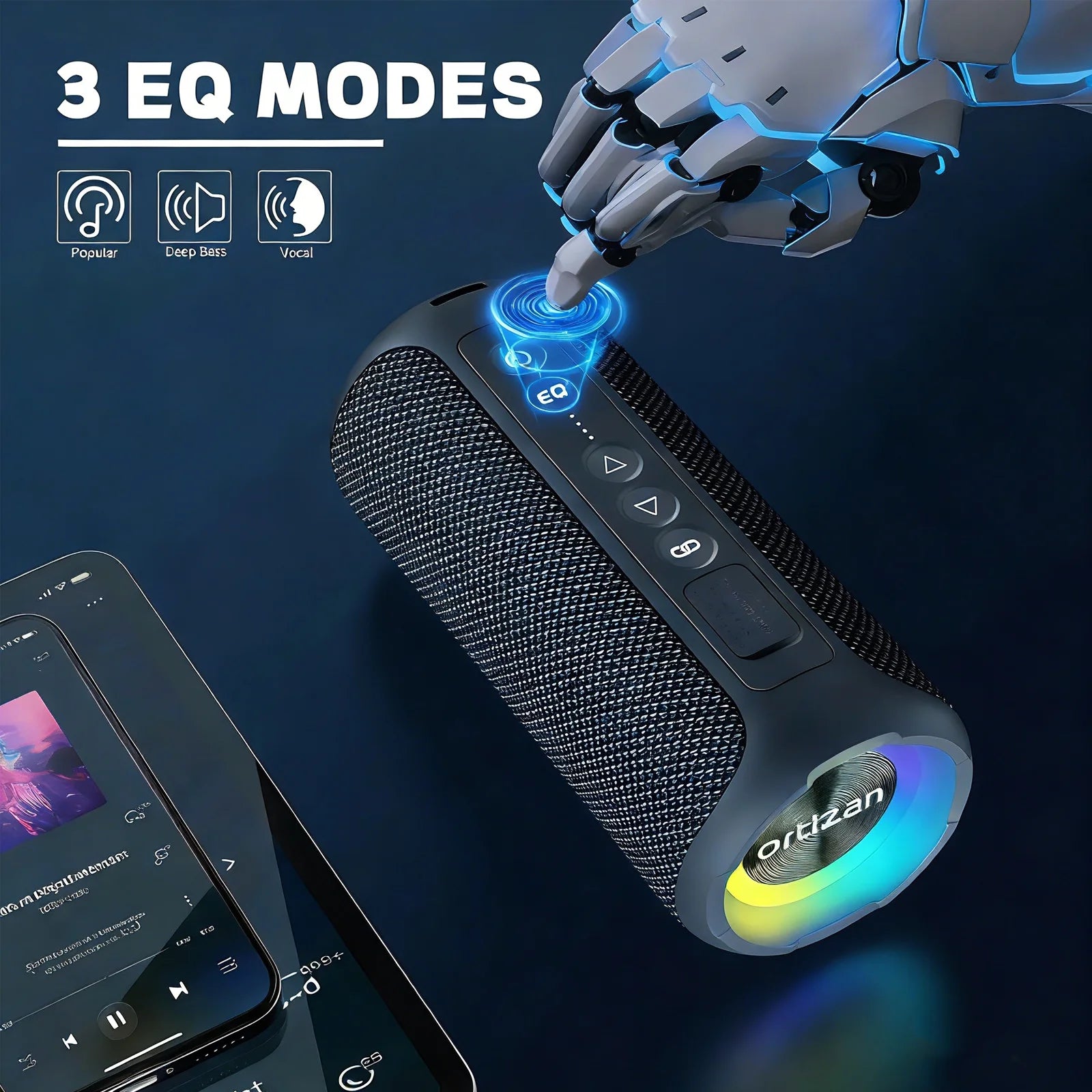 X8 Bluetooth Speaker, 40W Loud Sound, Deep Bass, Portable Wireless Speakers with IPX7 Waterproof,Bluetooth 5.4, LED Light, for Home/Beach/Outdoors, Dark Blue