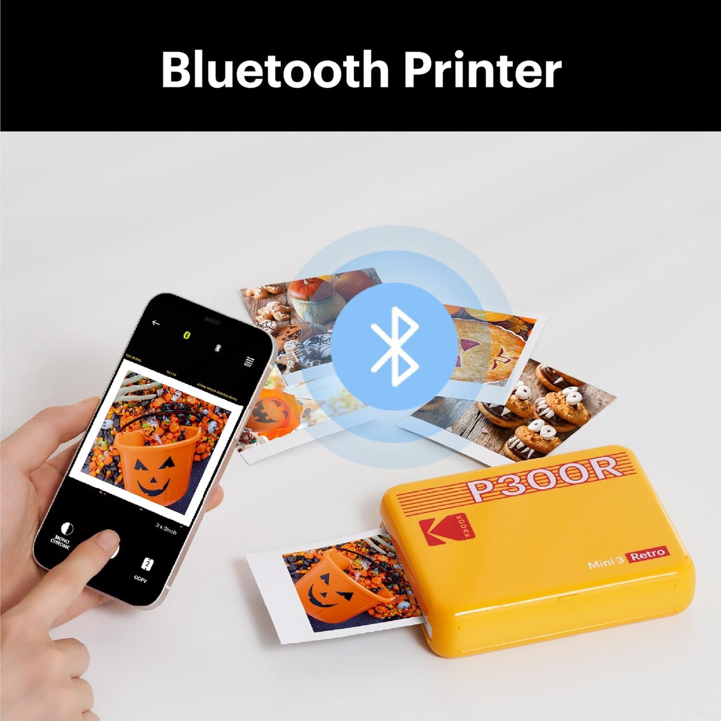 Mini 3 Retro 4PASS Portable Photo Printer (3X3 Inches) + 8 Sheets, White