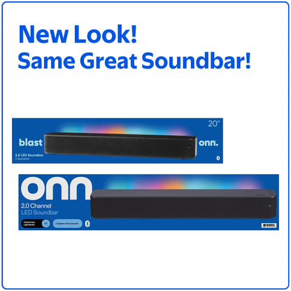 Bluetooth 2.0 Channel Soundbar with Multi-Color LED Lighting, 20", Black