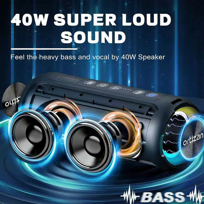 X8 Bluetooth Speaker, 40W Loud Sound, Deep Bass, Portable Wireless Speakers with IPX7 Waterproof,Bluetooth 5.4, LED Light, for Home/Beach/Outdoors, Dark Blue