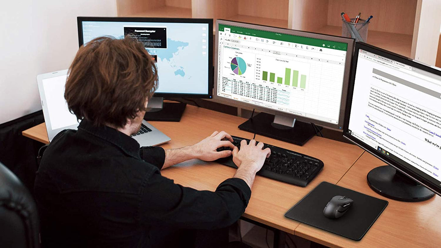 Mouse Pad [30% Larger] with Anti-Fray Stitched Edges, Premium-Textured Waterproof Surface, Non-Slip Rubber Base, Computer & Gaming Mouse Mat for Laptop, Office & Home, 8.5 X 11 In, Black