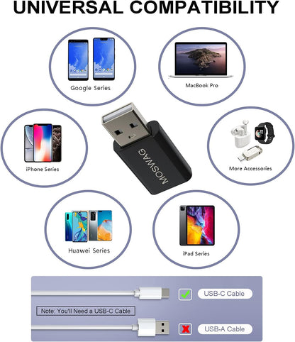 3 Pack USB C to USB Adapter - Male to Female, Type-C to Type a Compatible with Apple Magsafe Charger, Mac, Laptops and Pcs