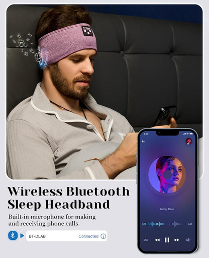 Sleep Headphones Wireless, Bluetooth Sports Headband Headphones with Ultra-Thin HD Stereo Speakers Perfect for Sleeping,Workout,Jogging,Yoga,Insomnia, Air Travel, Meditation (Purple)