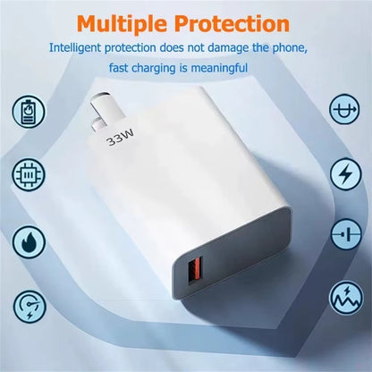 USB Fast Charger 33W Quick Charge EU/US Plug Phone Charger Adapter for Xiaomi Redmi K50 K30 K40 Iphone Samsung Fast Wall Charger