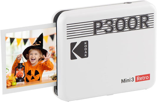 Mini 3 Retro 4PASS Portable Photo Printer (3X3 Inches) + 8 Sheets, White