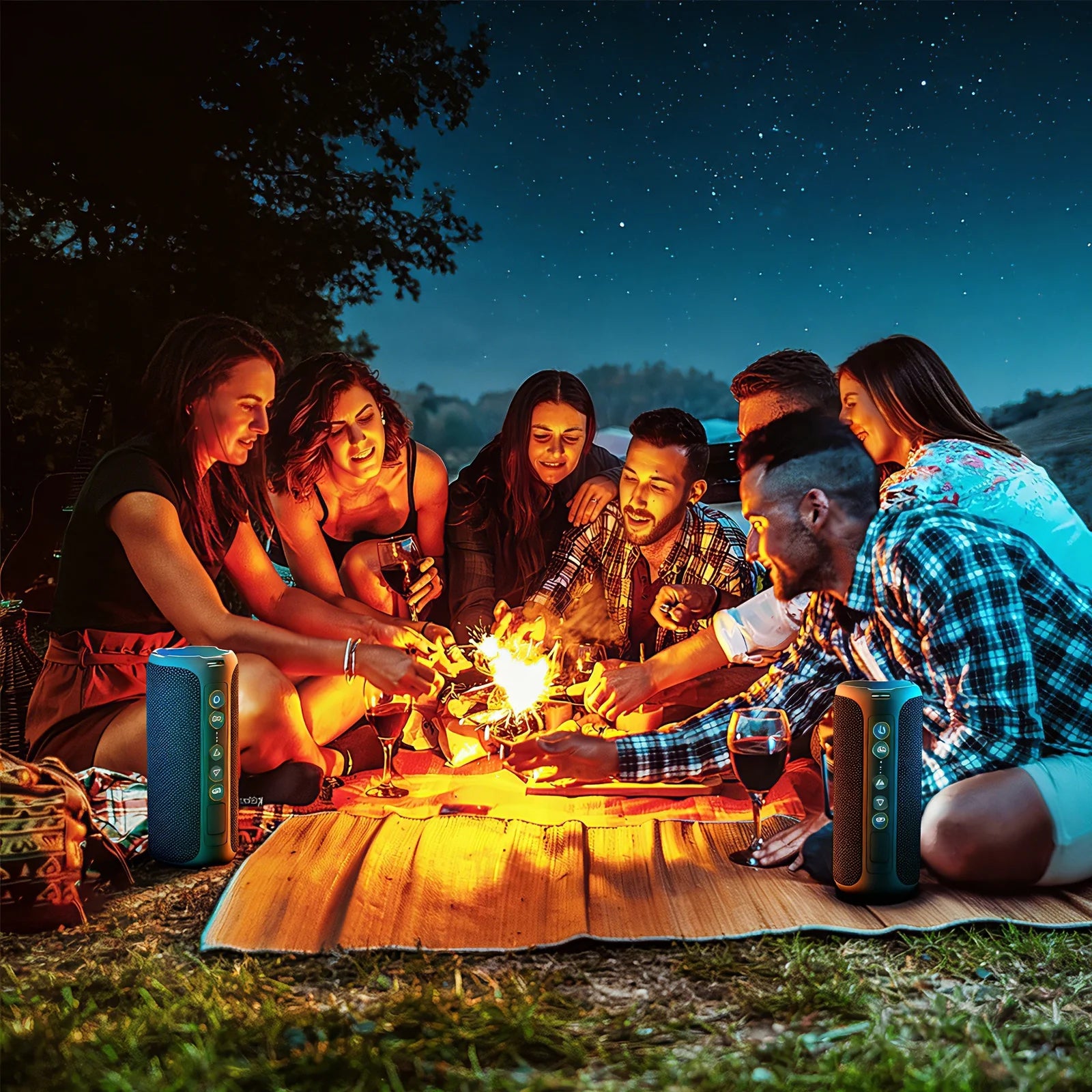 X8 Bluetooth Speaker, 40W Loud Sound, Deep Bass, Portable Wireless Speakers with IPX7 Waterproof,Bluetooth 5.4, LED Light, for Home/Beach/Outdoors, Dark Blue