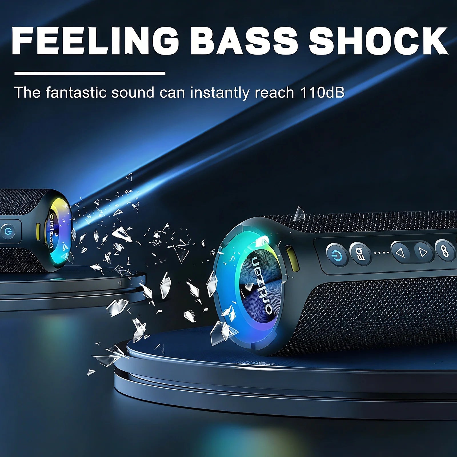 X8 Bluetooth Speaker, 40W Loud Sound, Deep Bass, Portable Wireless Speakers with IPX7 Waterproof,Bluetooth 5.4, LED Light, for Home/Beach/Outdoors, Dark Blue