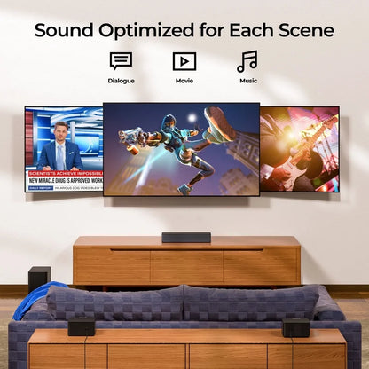 5.1 Dolby Atmos Sound Bar, 450W Peak Power, Surround Sound System for TV, Wireless Subwoofer Bass Boost, Surround Adjustable