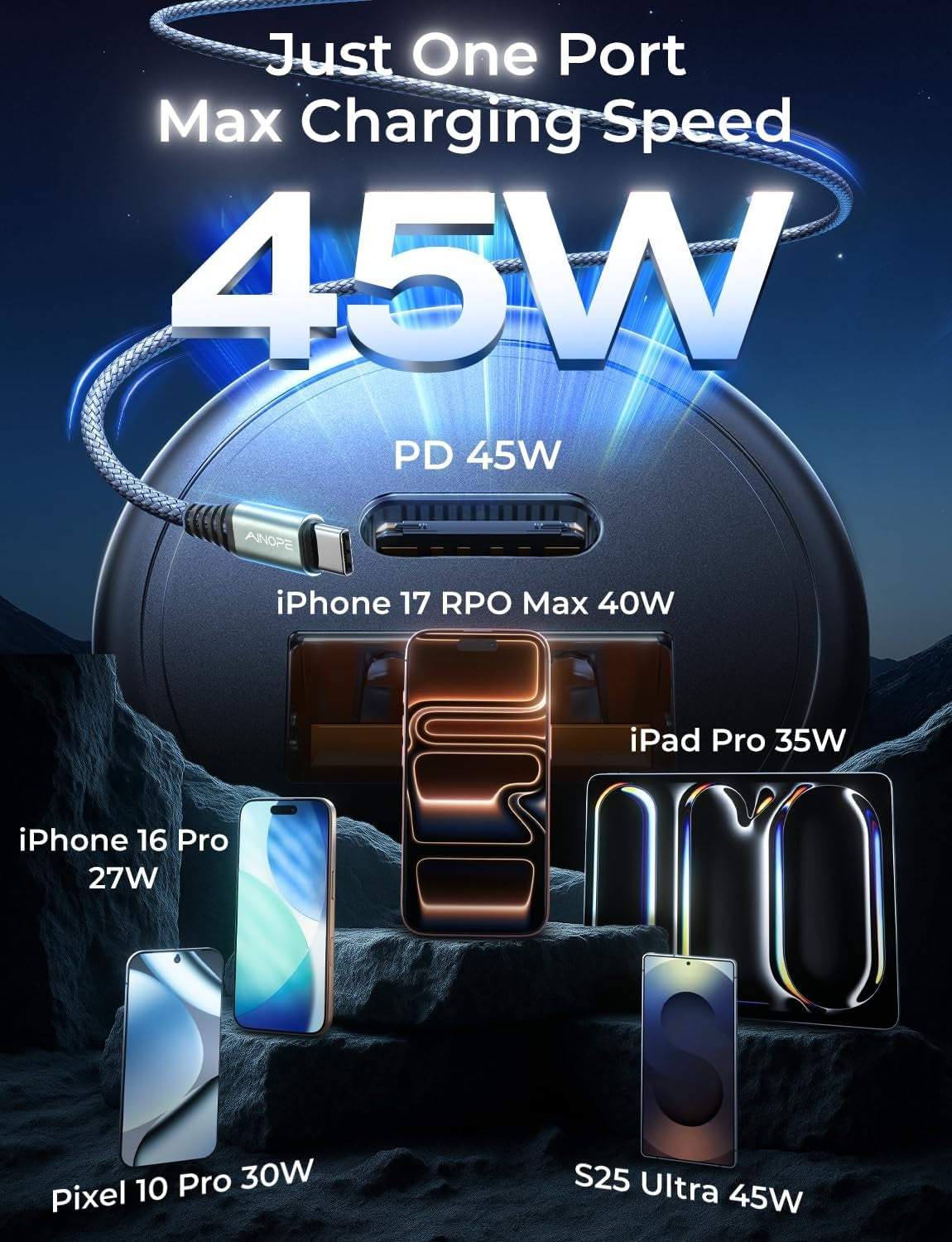 67.5W Car Charger USB C Fast Charge for Iphone 17 Pro, PD 45W USB C Car Charger Fast Charging【Mini & Metal】 Cigarette Lighter Adapter for Iphone 17 Pro Max 16 15 Air Samsung S25 Type C