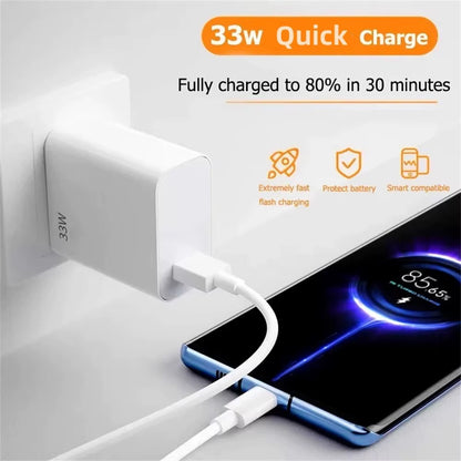 USB Fast Charger 33W Quick Charge EU/US Plug Phone Charger Adapter for Xiaomi Redmi K50 K30 K40 Iphone Samsung Fast Wall Charger