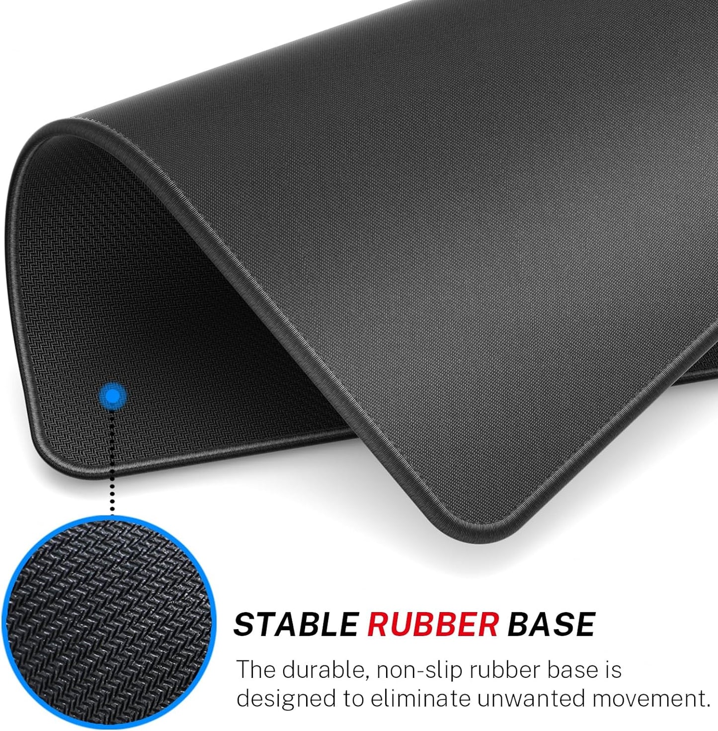 Mouse Pad [30% Larger] with Anti-Fray Stitched Edges, Premium-Textured Waterproof Surface, Non-Slip Rubber Base, Computer & Gaming Mouse Mat for Laptop, Office & Home, 8.5 X 11 In, Black
