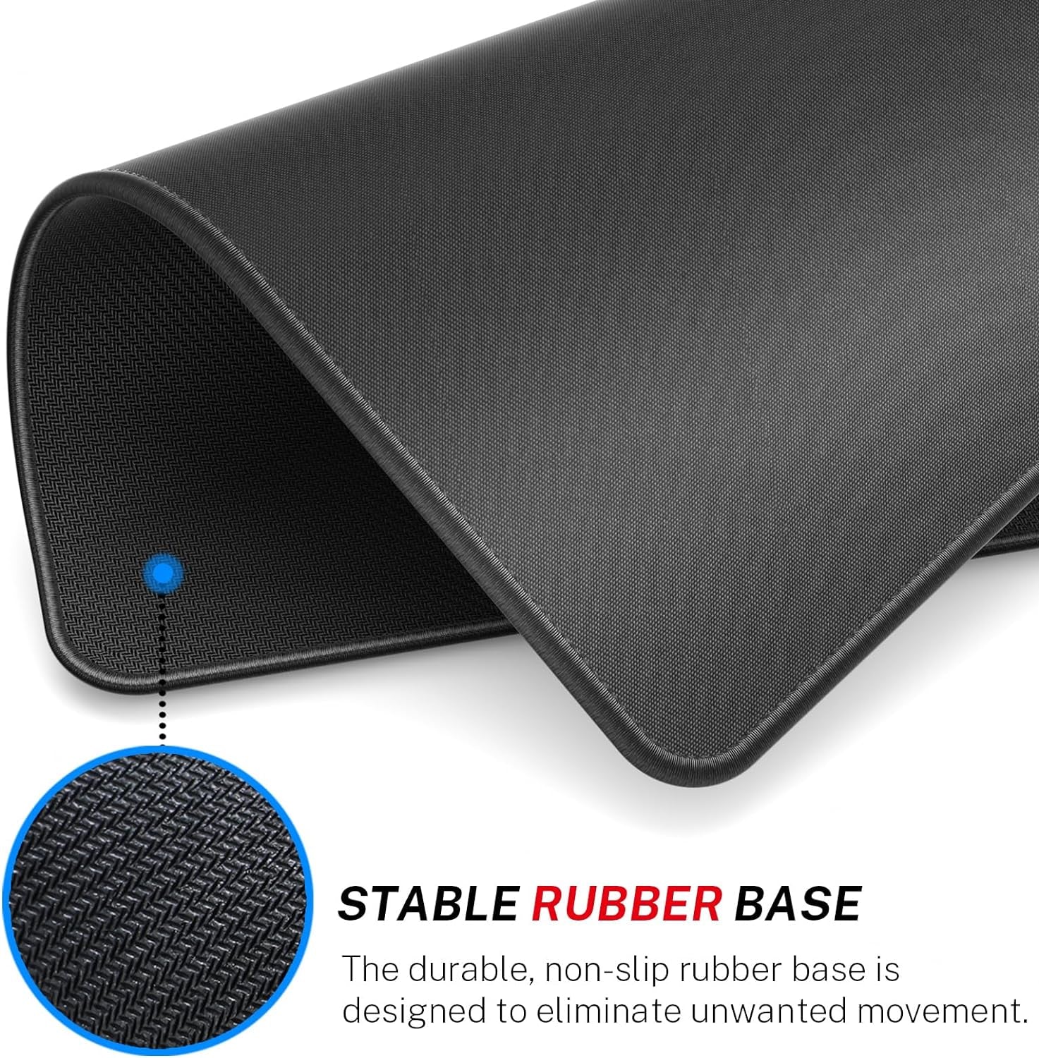 Mouse Pad [30% Larger] with Anti-Fray Stitched Edges, Premium-Textured Waterproof Surface, Non-Slip Rubber Base, Computer & Gaming Mouse Mat for Laptop, Office & Home, 8.5 X 11 In, Black