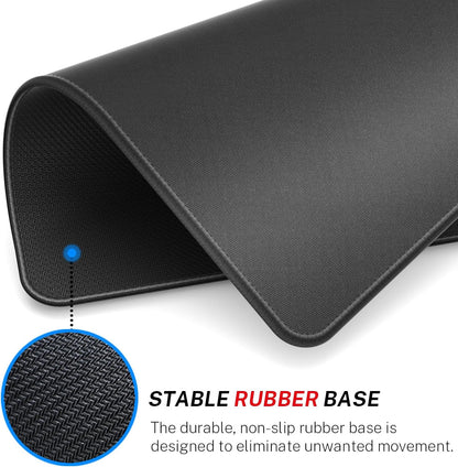 Mouse Pad [30% Larger] with Anti-Fray Stitched Edges, Premium-Textured Waterproof Surface, Non-Slip Rubber Base, Computer & Gaming Mouse Mat for Laptop, Office & Home, 8.5 X 11 In, Black
