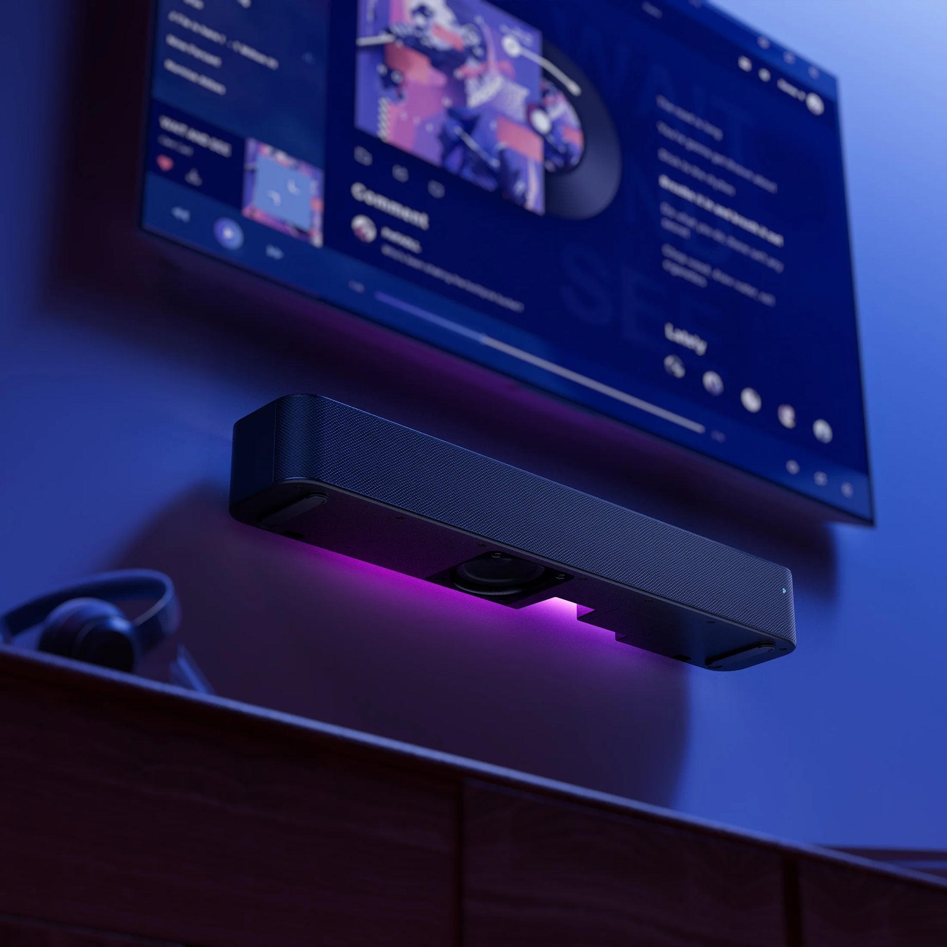 Bluetooth 2.0 Channel Soundbar with Multi-Color LED Lighting, 20", Black