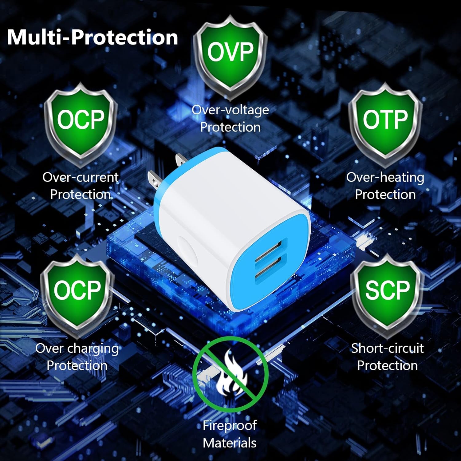USB Charger Wall Plug, Iphone Charging Box, 5Pack Home Travel 2.1Amp Dual Port Fast Wall Charger Quick Charging Block Cube Brick for Iphone 17 16E 16 15 14 13 12 Pro Max XR X 8,Samsung,Android