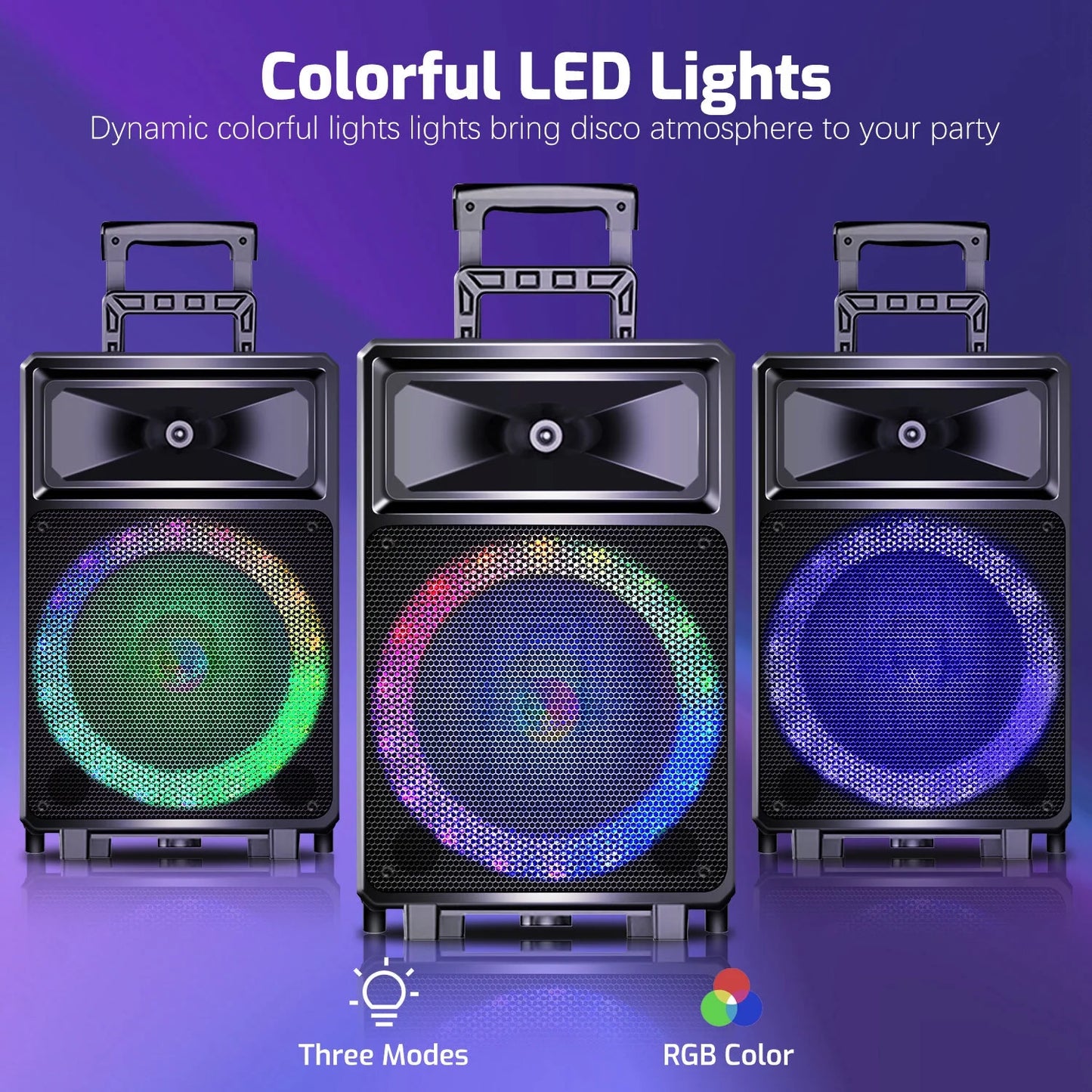 Karaoke Machine with 2 Wireless Microphones, Bluetooth Speaker, and Portable PA System – Includes FM Radio and 12" Woofer for Party