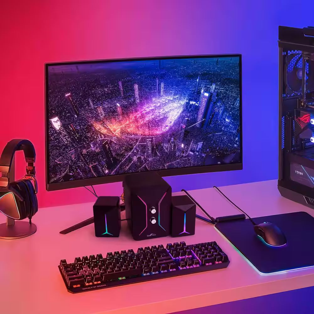 Computer Gaming 2.1 Speaker System with Color LED Lights