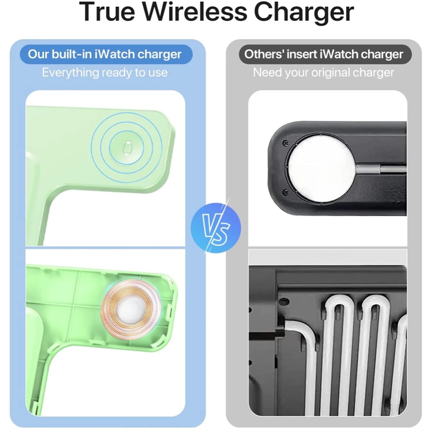 Wireless Charger for Iphone,3 in 1 Wireless Charging Station for Iphone 17 16 15 14 13 12 11 Pro Max plus XS XR X 8,For Iwatch 9 8 7 6 5 4 3 2 Se,For Airpods 3 2 Pro,Light Green,No Adapter
