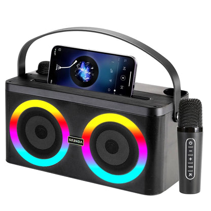 Karaoke Machine, Portable Speaker PA Systerm with 2 Wireless Microphones for Adults and Kids