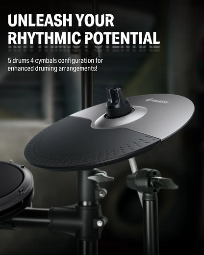 Adults Electronic Drum Set with Quiet Mesh Drum Pads, 31 Kits, 450+ Sounds, DED-200X, Gray