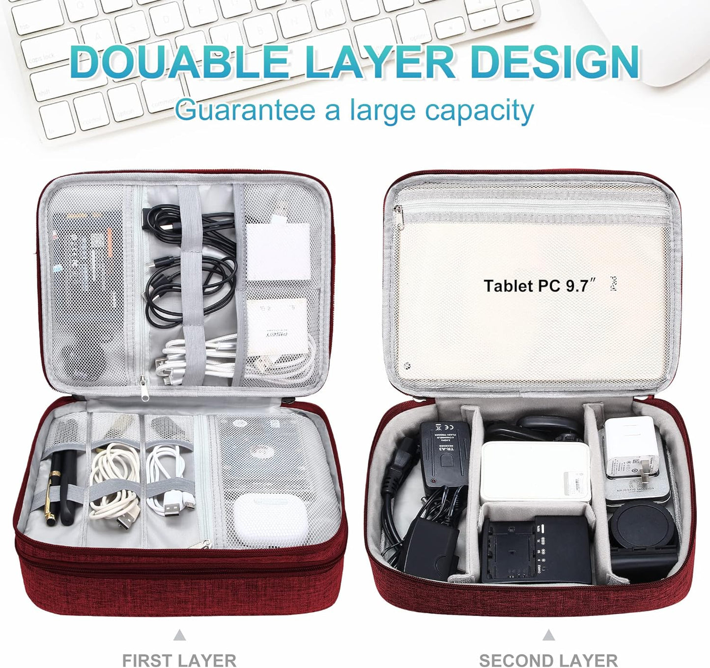 Electronics Organizer Travel, Travel Cord Organizer Case, Compact Electronics Accessories Bag for Cable, Cord, Charger, Phone