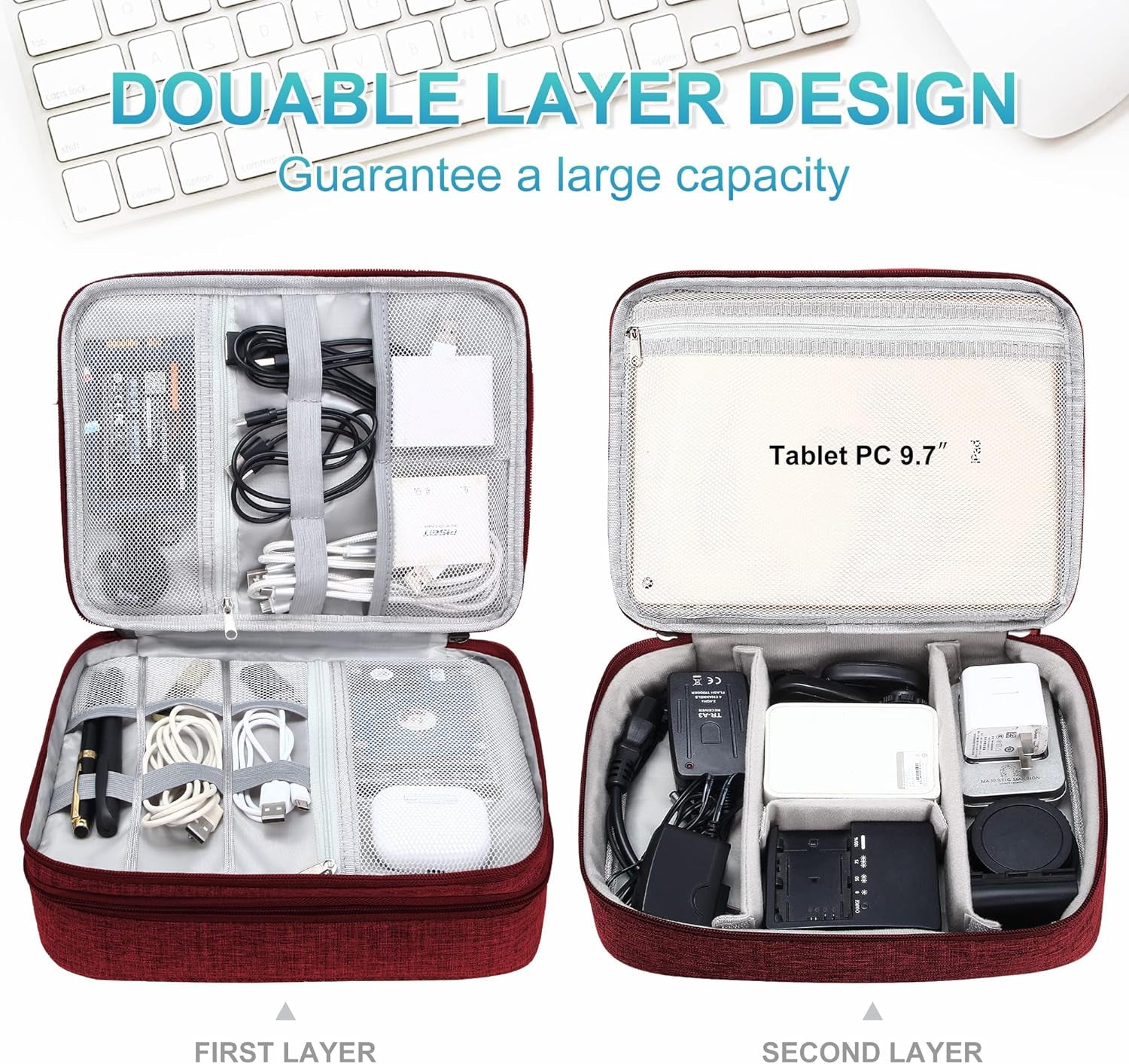 Electronics Organizer Travel, Travel Cord Organizer Case, Compact Electronics Accessories Bag for Cable, Cord, Charger, Phone
