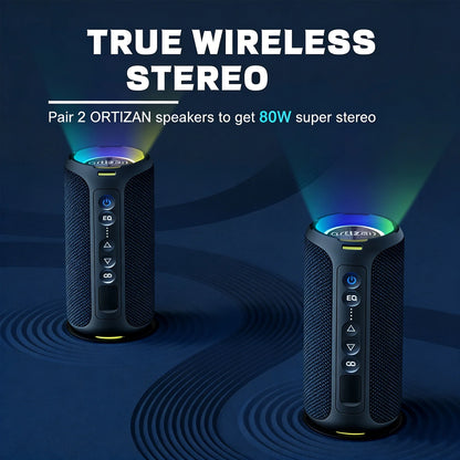 X8 Bluetooth Speaker, 40W Loud Sound, Deep Bass, Portable Wireless Speakers with IPX7 Waterproof,Bluetooth 5.4, LED Light, for Home/Beach/Outdoors, Dark Blue