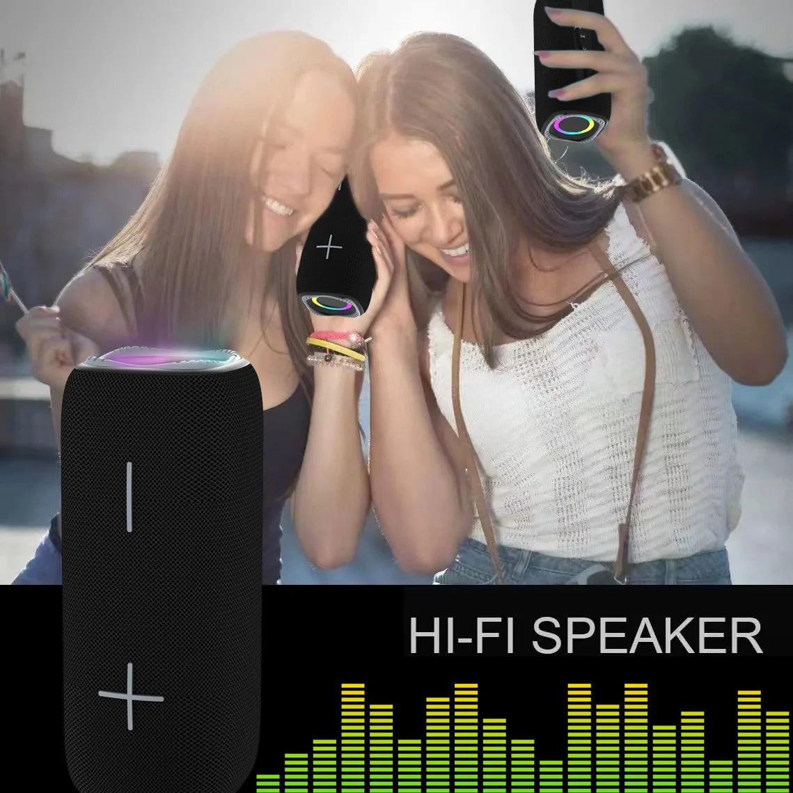 Portable Bluetooth Speakers,Wireless Speaker with Loud Stereo Sound,Bluetooth 5.3, RGB Lights, Dual Pairing for Home, Outdoor, Party,Gift Ideas