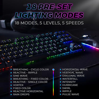 Phantom 87 Key RGB Mechanical Gaming Keyboard | Outemu Red Switch | 16.8M Color LED Lighting | 18 Pre-Set | Low Latency | N-Key Rollover | Software Customizable Keys | Wired USB Connection