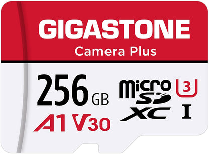 256GB Camera plus Series Memory Card, Read Speed up to 100Mb/S. Ideal for Full HD Video Gopro Drone Android Camera, A1 Micro SDXC Card with Mini Case and SD Adapter.