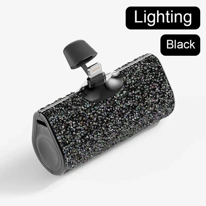 Portable Charger Mobile Power Bank Power Banks Fast Charging Power Bank Shiny Diamond Fashion High Quality 5000Mah