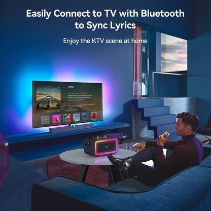 Karaoke Machine with 2 UHF Wireless Microphone, Portable Bluetooth Karaoke with RGB Colorful Light, Reverb Adjustment, PA System Singing Machine Party Karaoke Speaker