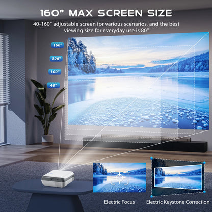 4K Supported Google TV Projector,Google Officially Licensed,Dolby Audio,Electric Focus & Auto Vertical Keystone