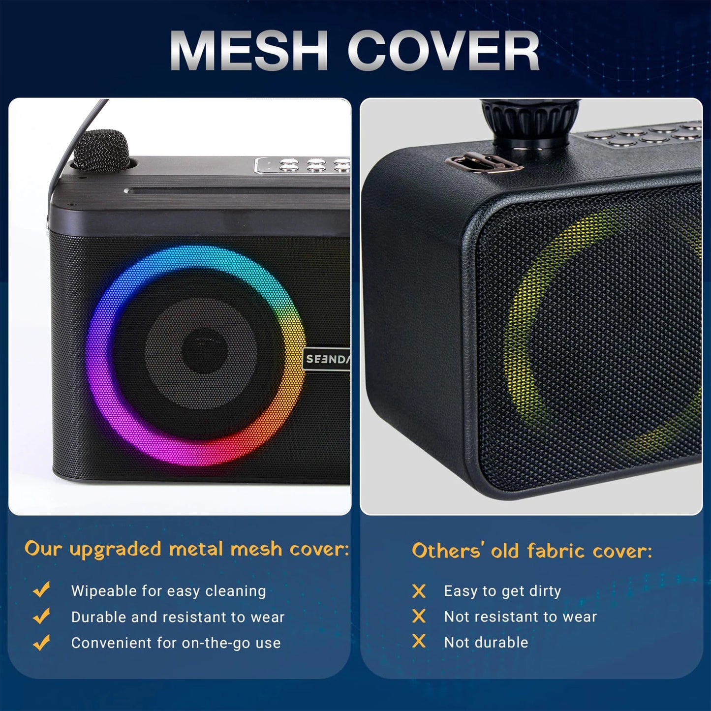 Karaoke Machine, Portable Speaker PA Systerm with 2 Wireless Microphones for Adults and Kids