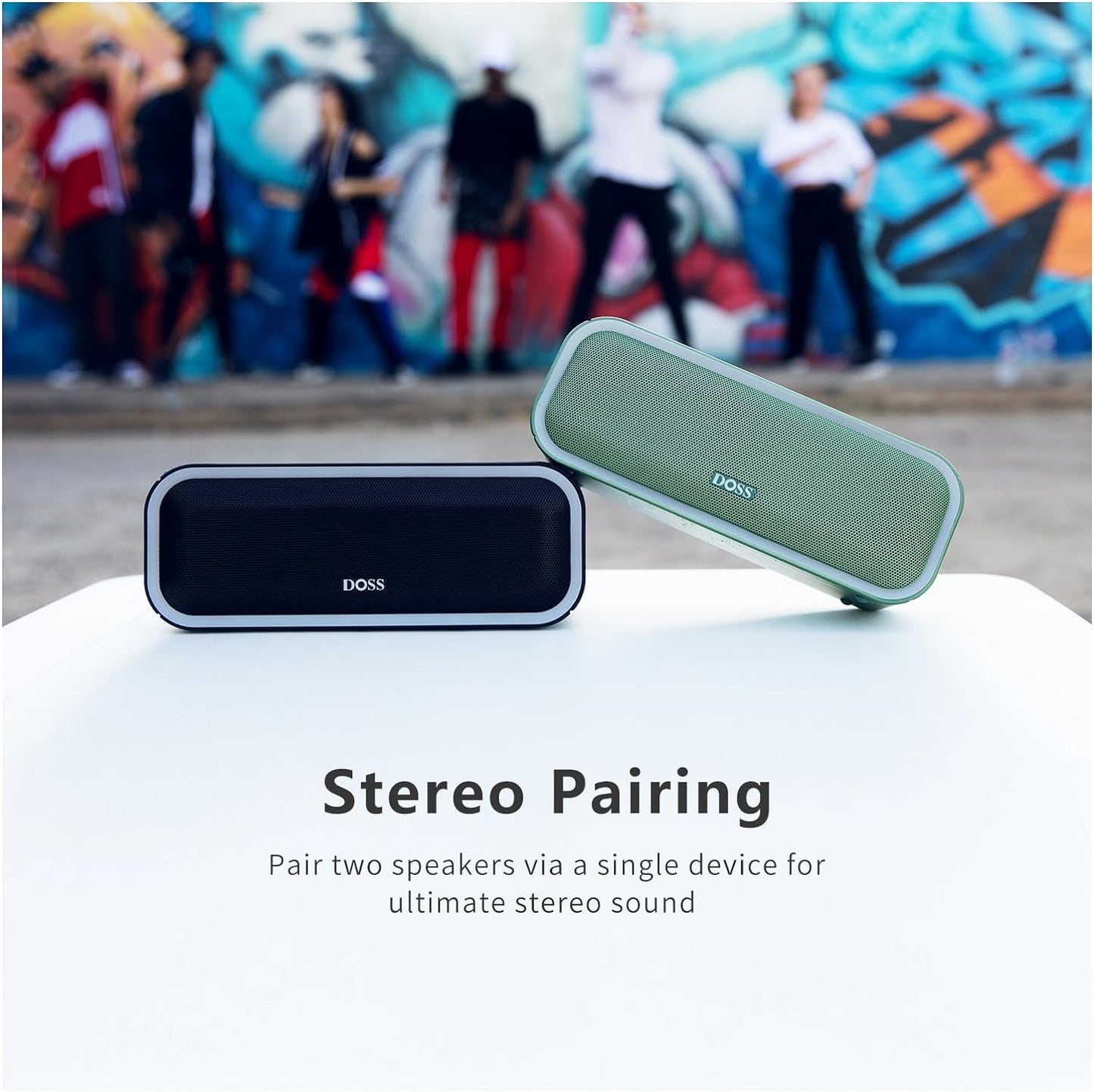 Soundbox Pro+ Bluetooth Speaker, Immersive 24W Stereo Sound with Booming Bass, IPX6 Waterproof, 15H Playtime, Mixed Colors Lights, Wireless for Backyard, Hiking, Garage, Party-Grey