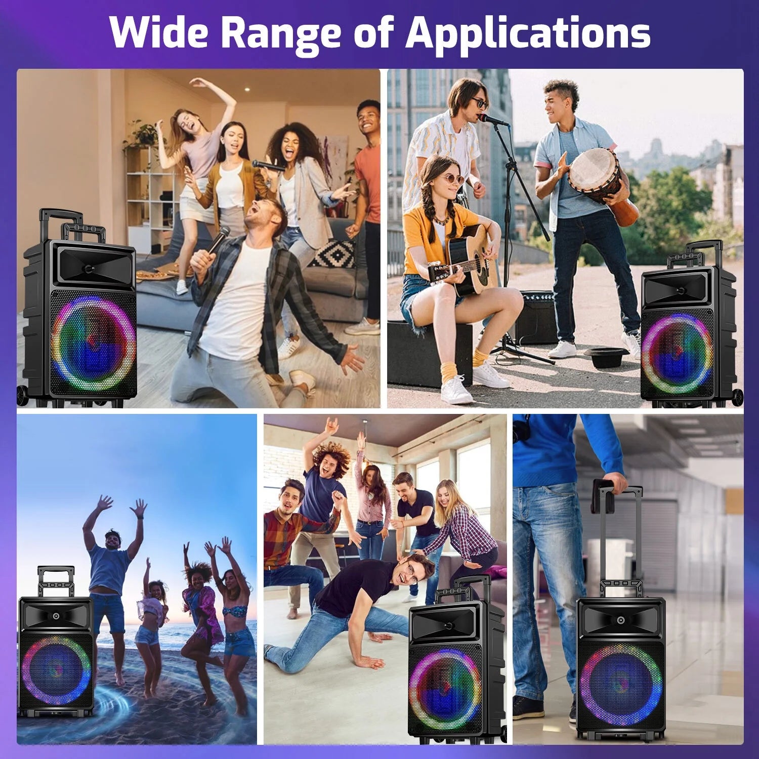 Karaoke Machine with 2 Wireless Microphones, Bluetooth Speaker, and Portable PA System – Includes FM Radio and 12" Woofer for Party