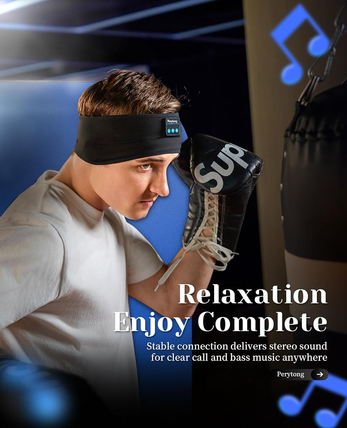 Sleep Headphones Wireless, Bluetooth Sports Headband Headphones with Ultra-Thin HD Stereo Speakers Perfect for Sleeping,Workout,Jogging,Yoga,Insomnia, Air Travel, Meditation (Black)