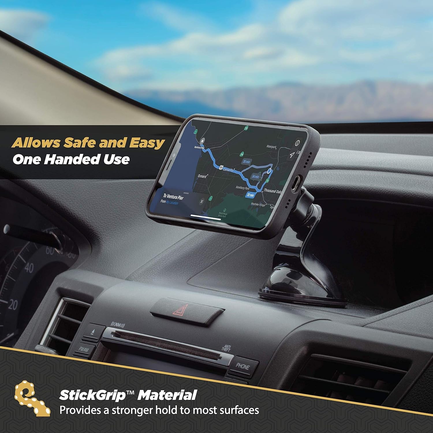 MAGWSM-2PXCES0 Magicmount Magnetic Suction Cup Phone Mount for Car Windshield/Dashboard, 360° Adjustable Magnet Head, Universal Phone Holder Compatible with Iphone, Samsung & More (Pack of 2)