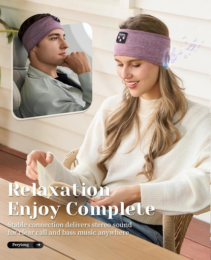 Sleep Headphones Wireless, Bluetooth Sports Headband Headphones with Ultra-Thin HD Stereo Speakers Perfect for Sleeping,Workout,Jogging,Yoga,Insomnia, Air Travel, Meditation (Purple)