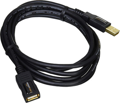 USB-A 2.0 Extension Cable, for Printer, Mouse or Keyboard, Male to Female, 480Mbps Transfer Speed, 6.5 Foot, Black