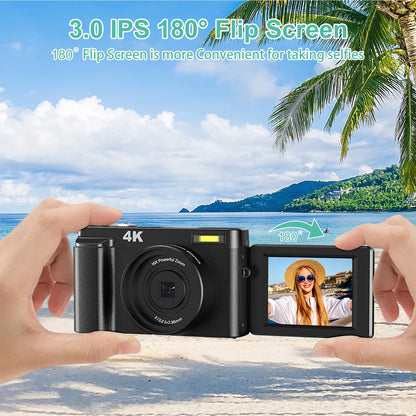 Vlogging Camera 4K Digital Cameras 48MP for Photography Autofocus 16X Digital Zoom for Youtube with 32GB Card