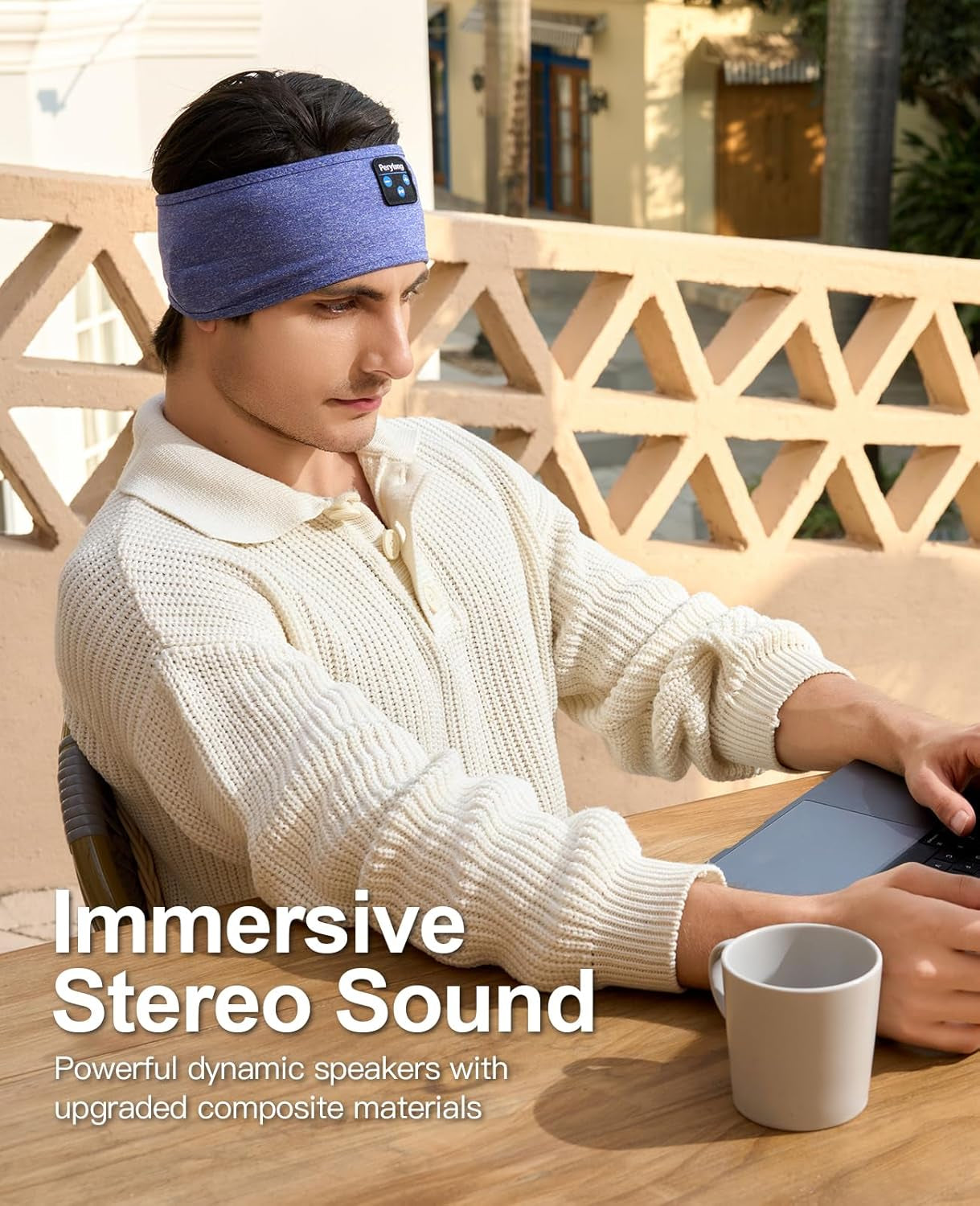 Sleep Headphones Wireless, Bluetooth Sports Headband Headphones with Ultra-Thin HD Stereo Speakers Perfect for Sleeping,Workout,Jogging,Yoga,Insomnia, Air Travel, Meditation (Skyblue)